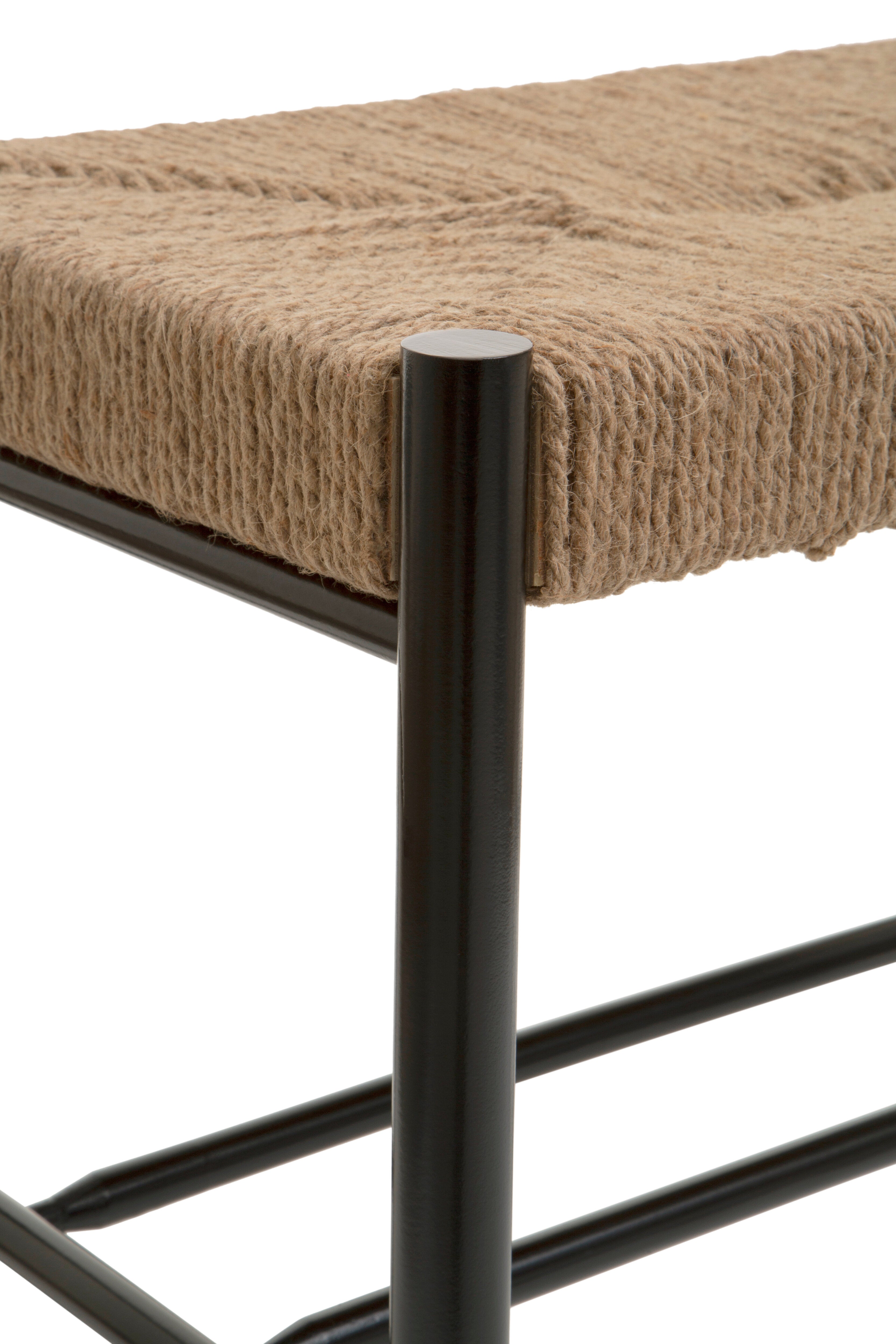 Cleets Black Wood & Woven Rope Bench | Small